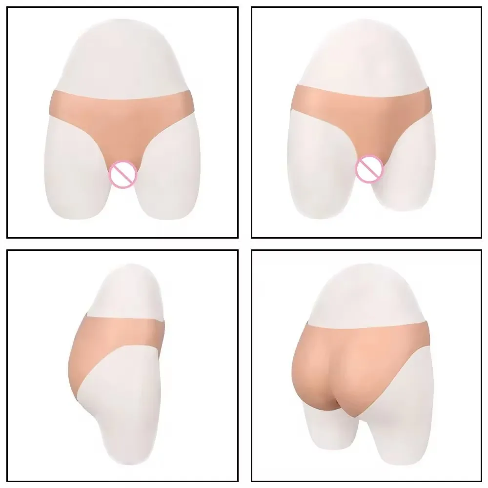 Realistic Fake Vaginal Pants Hide Penis Transgender Underwear Briefs Pussy Silicone Crossdressing Pants