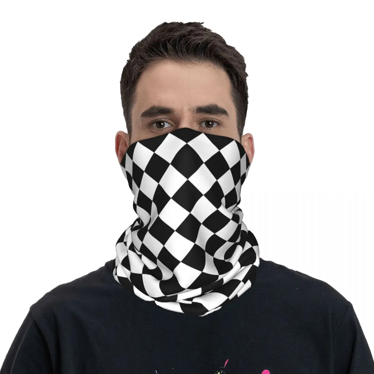 Classic Sillitoe Tartan Black White Rhombus Bandana Neck Cover Geometry Diamond Check Wrap Scarf Multifunctional Balaclavas