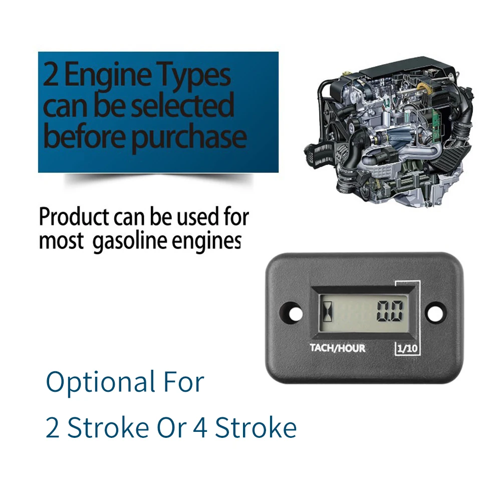 디지털 타코미터 시간 계량기 방수 LCD 디스플레이, 2 또는 4 스토크 오토바이 ATV 설상차 마린 보트 스키 가솔린 엔진