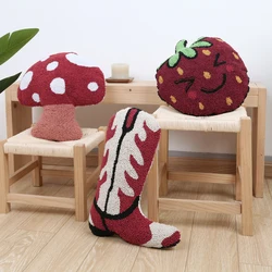 1Pc Red Creative Mushroom Head Throw Pillow, Cartoon Strawberry, Black Cat Decorative Cushion for Couch Sofa Bedroom Living Room