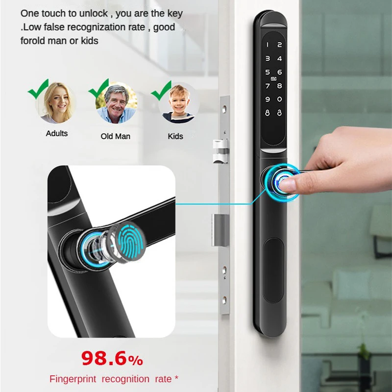 TTLock Bluetooth APP Waterproof Fingerprint Electronic Smart Door Lock RFID Card Code Keyless Lock for Aluminum/Glass Sliding