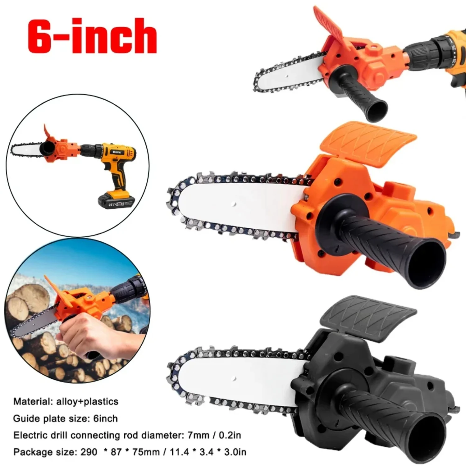 6Inch  Chainsaw Tool Practical Portable  Drill Woodworking Chainsaw Cutting Power Tool  Horticultural Pruning