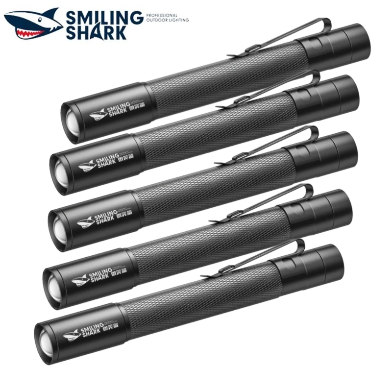 Smiling Shark SD1211 Pen Light Portable Zoomable Flashlight  Waterproof Torch Light for Camping Hiking Outdoors