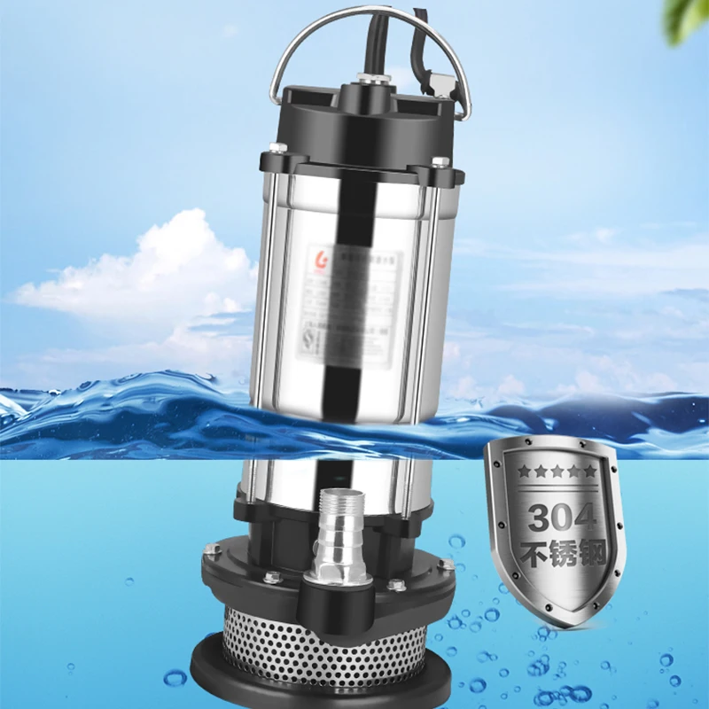 750W Stainless Steel Water Pump Submersible Sewage Pump Home Car Wash Watering Vegetable Agricultural Irrigation High Head Flow