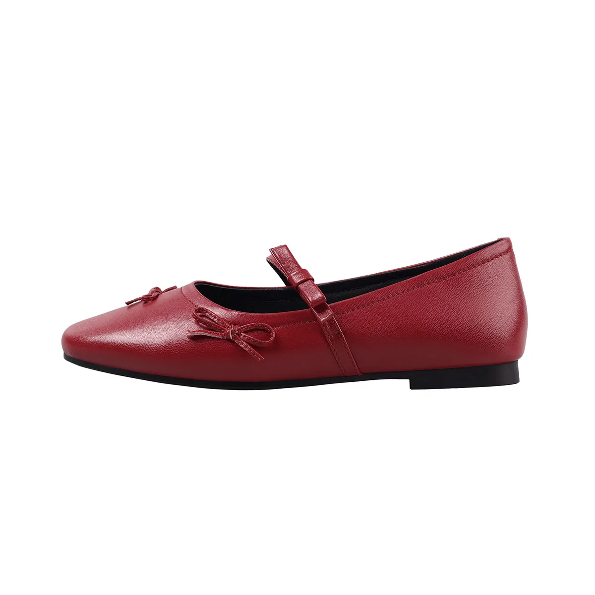 

Arden Furtado Autumn bowknot Sheepskin Ballet flats Round toe Low heel word-cingulate Single shoe large size Commuter shoes
