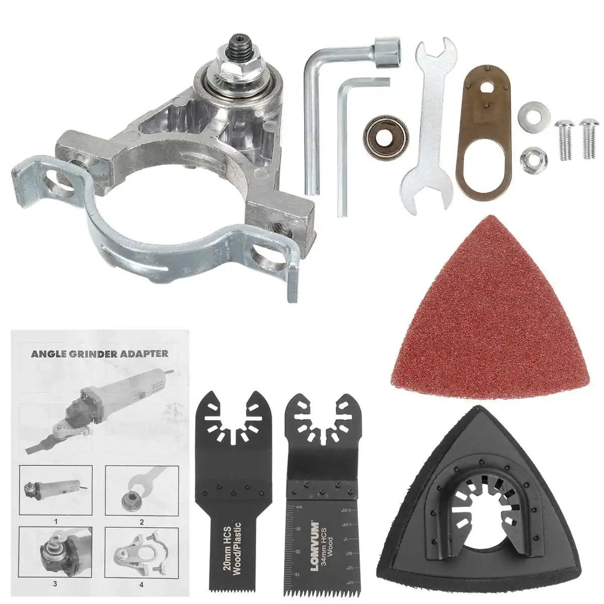 Imagem -06 - Angle Grinder Kit Ferramenta de Oscilação Adaptador de Cabeça Grupo Corte de Madeira Abra o Buraco Lixar Polimento Moedor Conversor Drillpro-m10