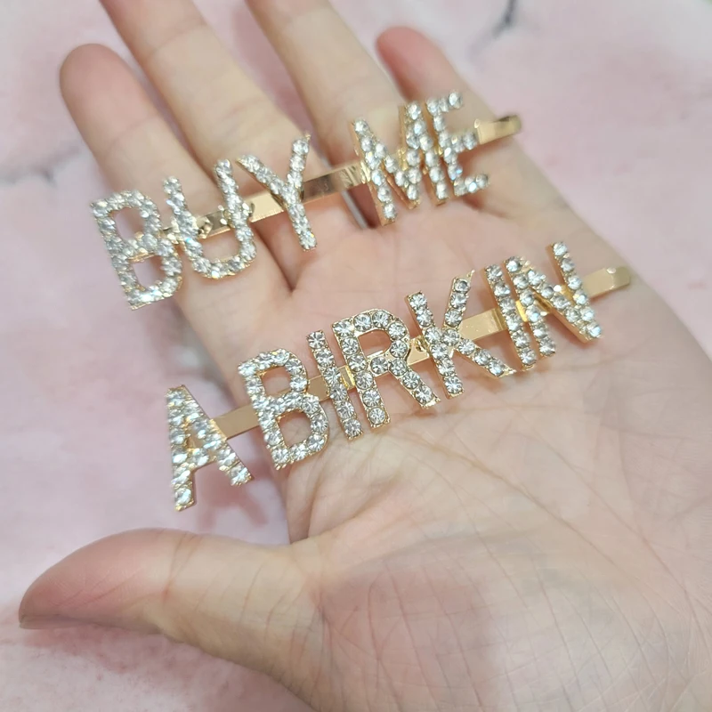 Crystal Word Hair clip Set BUY ME A BIRKIN BUY ME A KELLY INS HOT FASHION JEWELRY BIRTHDAY GIFT