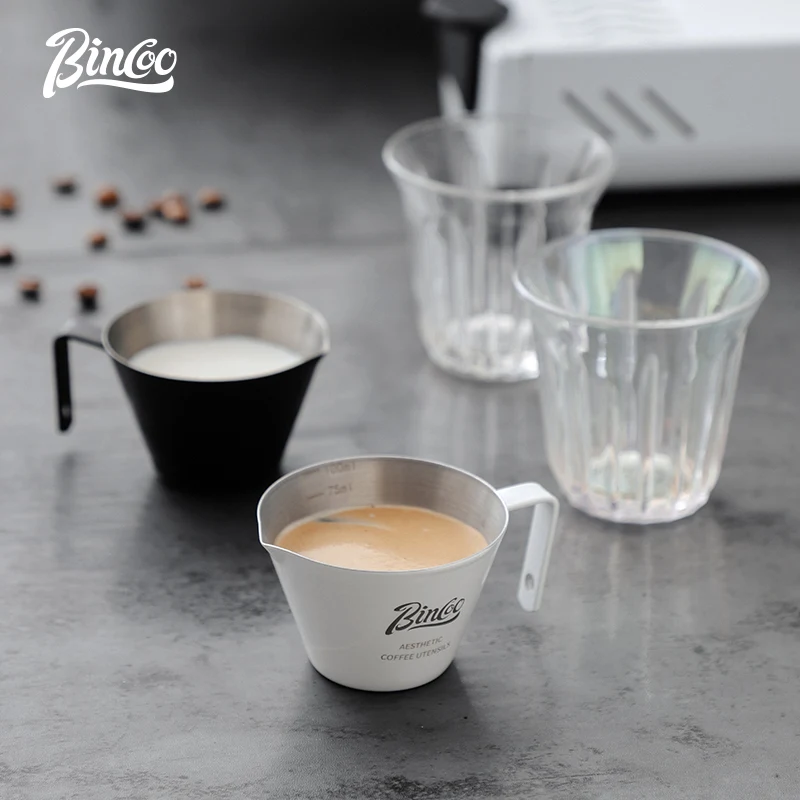 Bincoo Extractie Espresso Cup 304 Roestvrijstalen Maatbeker Met Weegschaal Espressomachine Kleine Melkbeker