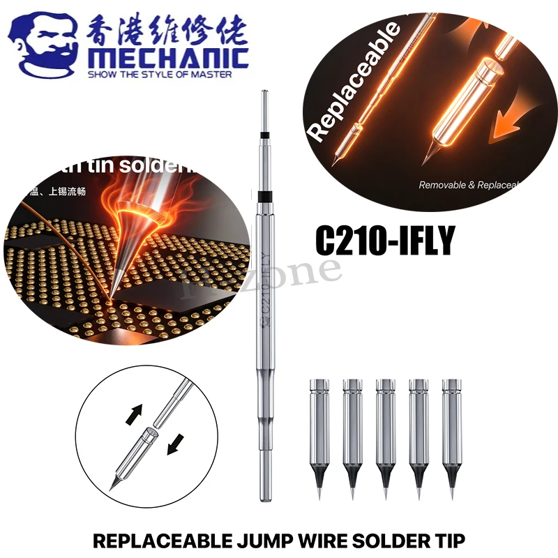 MECHANIC C210-IFLY Flying Wire Specialized Pointed Soldering Repair 0.1mm ULTRA-FINE Replaceable Jumper Soldering Tip Heats
