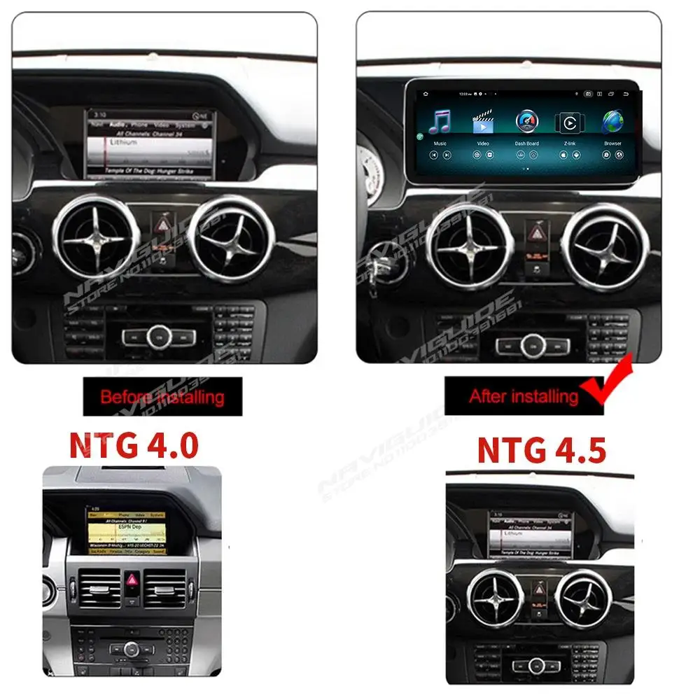 NAVIGUIDE Android 12.0 4+128G Car Multimedia Stereo For Mercedes GLK X204 2009-2015 Carplay WIFI 4G SIM Touch Screen GPS Player