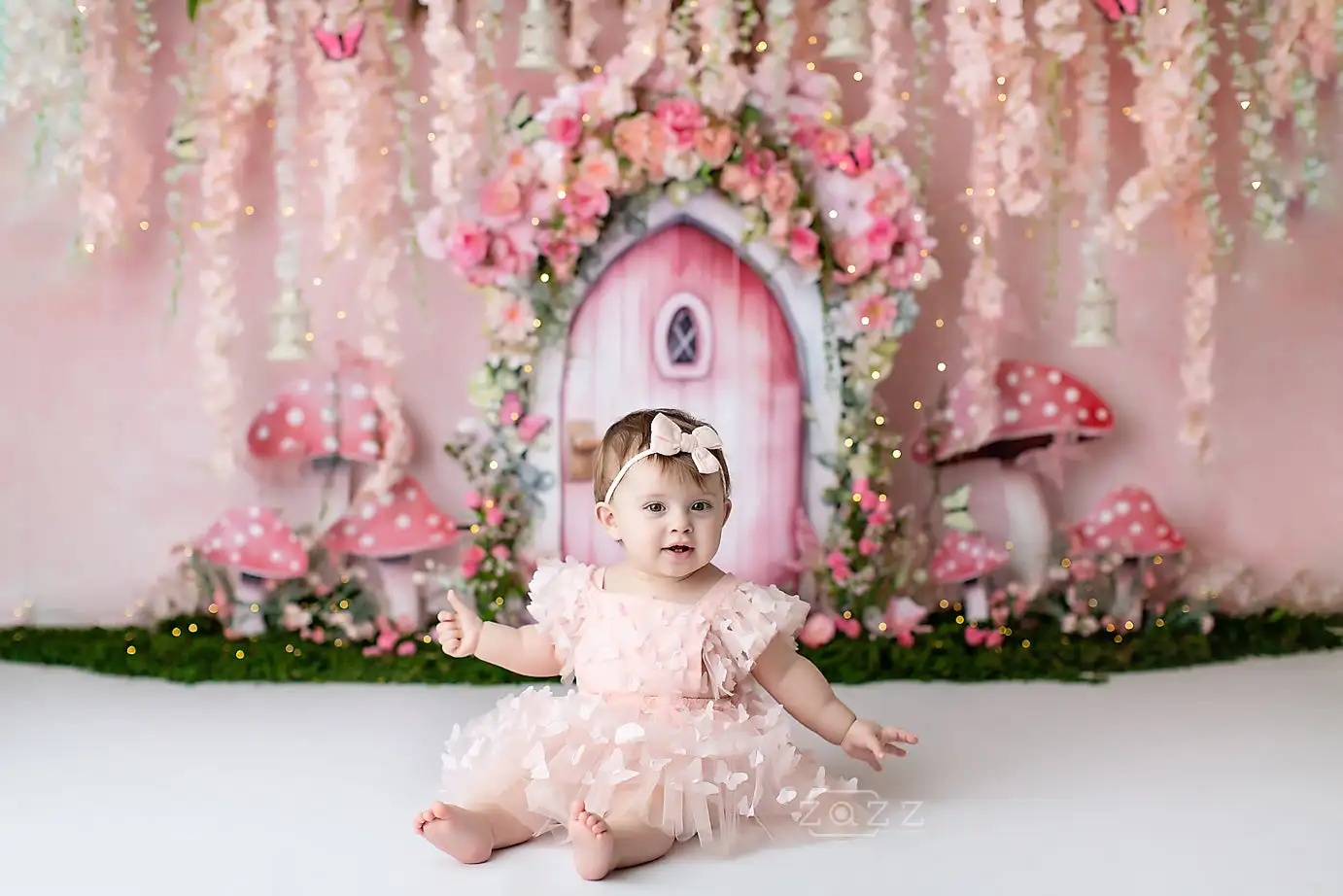 Floral Fairy Door Backdrops Kids Girl Photography Child Baby Spring Garden Butterfly Mushroom Photocall Backgrounds