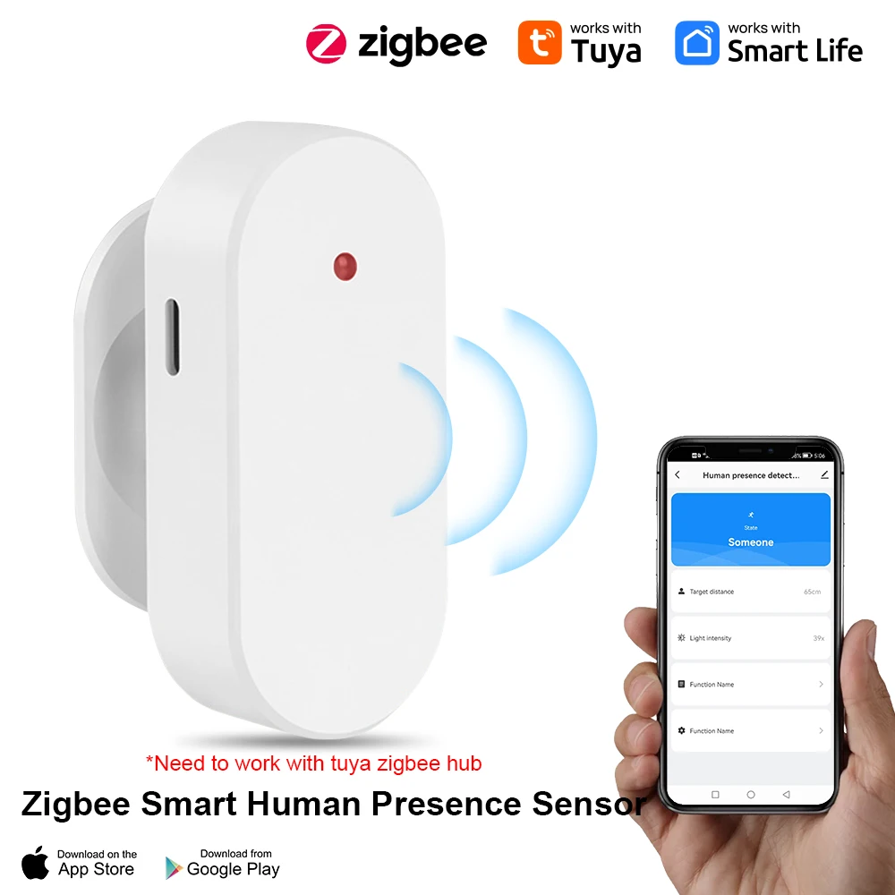 Tuya Zigbee Human Presence Detector 24G Radar Distance Detection Smart Human Body PIR Sensor Support Home Assistant Need Gateway