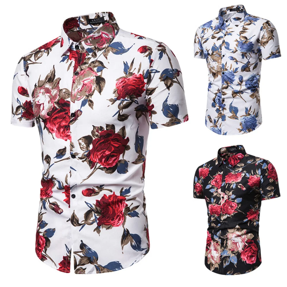 New Summer Floral Shirt For Men Hawaiian Style 3d Printed Lapel With Button Short-sleeved Shirts Y2k Vintage Casual Slim Clothes