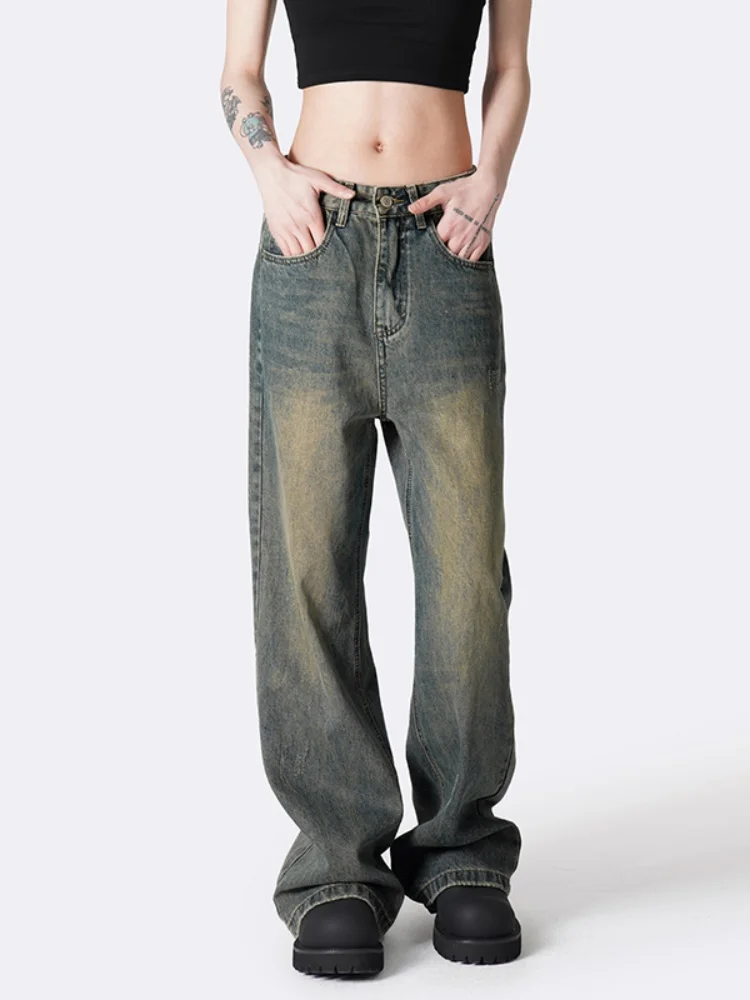 

Мужские винтажные джинсы Waed: весенне-осенние, в американском уличном стиле, широкие брюки с легким клешем, длина в пол