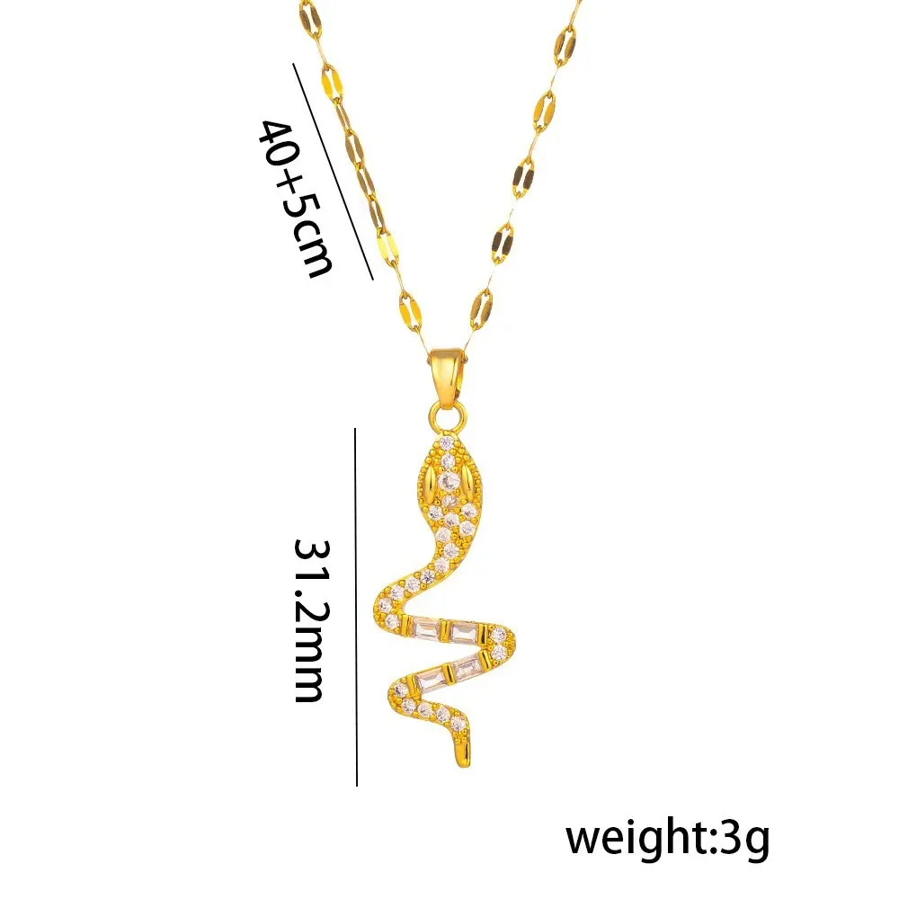 Ciondolo per collana con elemento serpente a forma di serpente animale zircone, gioielli in stile punk, senso del design di nicchia femminile