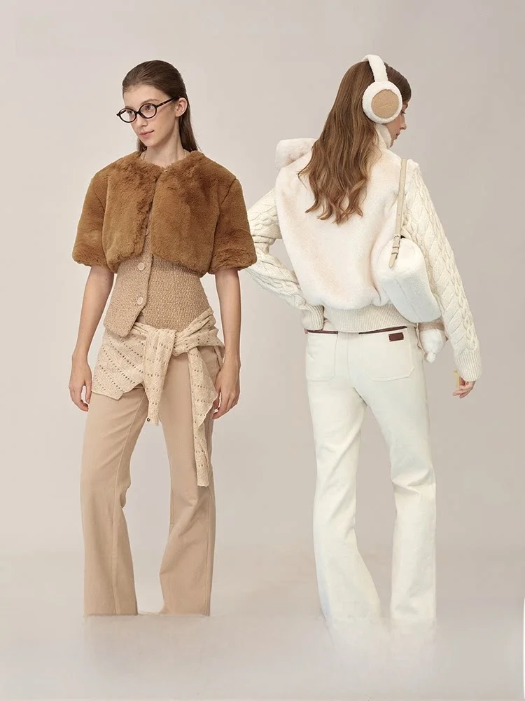 

Классические ретро-брюки Moonmoi из хлопка для похудения, повседневные, с высокой талией, на молнии, прямые, двухцветные, расклешенные, для женщин