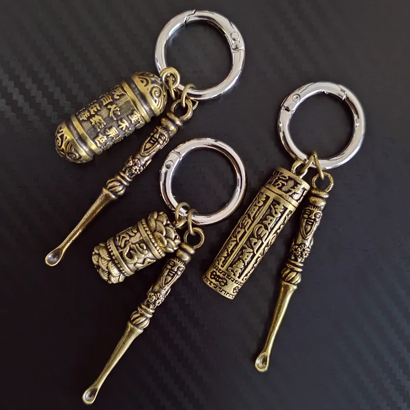 Vintage Bronze DIY combination pendant Keychain Openable mini tool Key ring Hanging ornaments Accessories