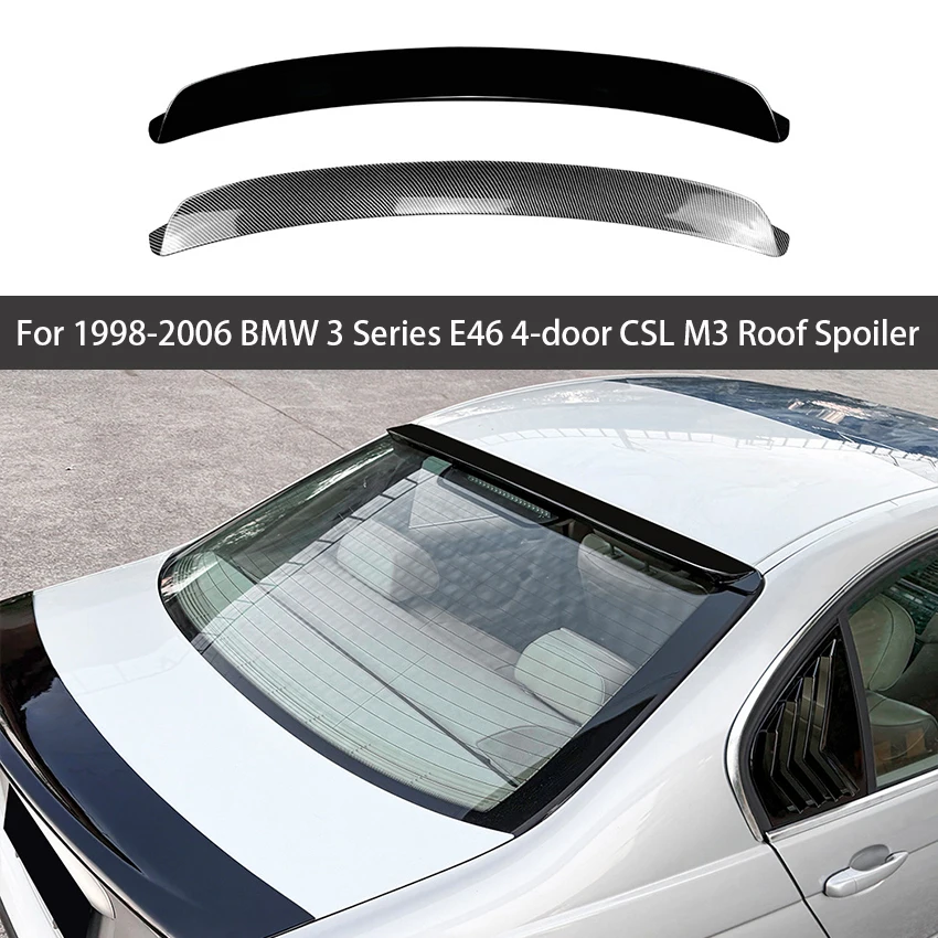 

Для BMW 3 серии E46 M3 1998-2006 гг., стиль ABS, черный карбоновый задний спойлер на крышу, автомобильный спойлер, крылья, тюнинг, внешние аксессуары