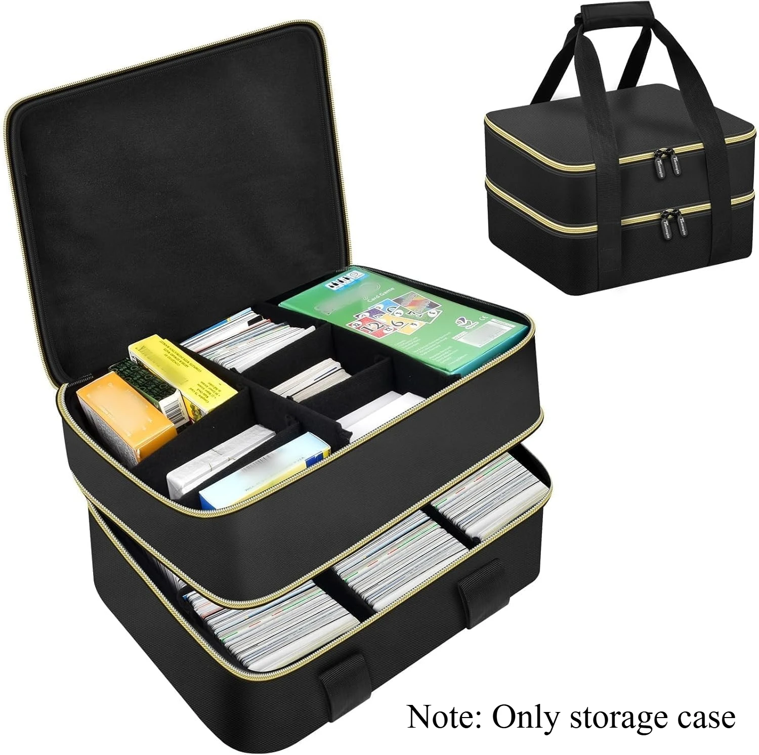 

(CASE ONLY)Storage Bag for Trading Cards 4000+, Double Layers Case Box with dividers Compatible with Taco for The Uzzle for PM