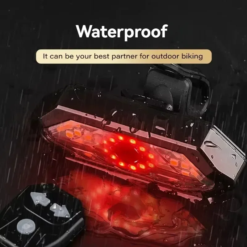 Bike Turn Signal Rear Light Led Indicator USB Rechargeable Tail Lamp Remote Control Warning Light for Bicycle Safety Accessories