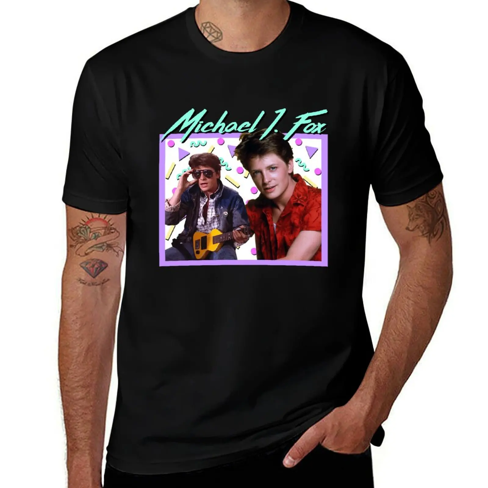 80s Michael J Fox T-Shirt quick-drying oversized graphic tee cotton man t-shirts tops sweat shirts, men