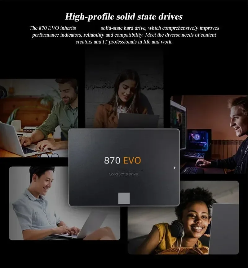Unidades de Estado Sólido Interno, Disco Rígido, SSD 870 EVO, 1TB, 2TB, 4TB, 8TB, SATA 3.0 MLC, 2,5 Polegadas, Laptop, Desktop, PC, PS4, PS5, Novo, 2024