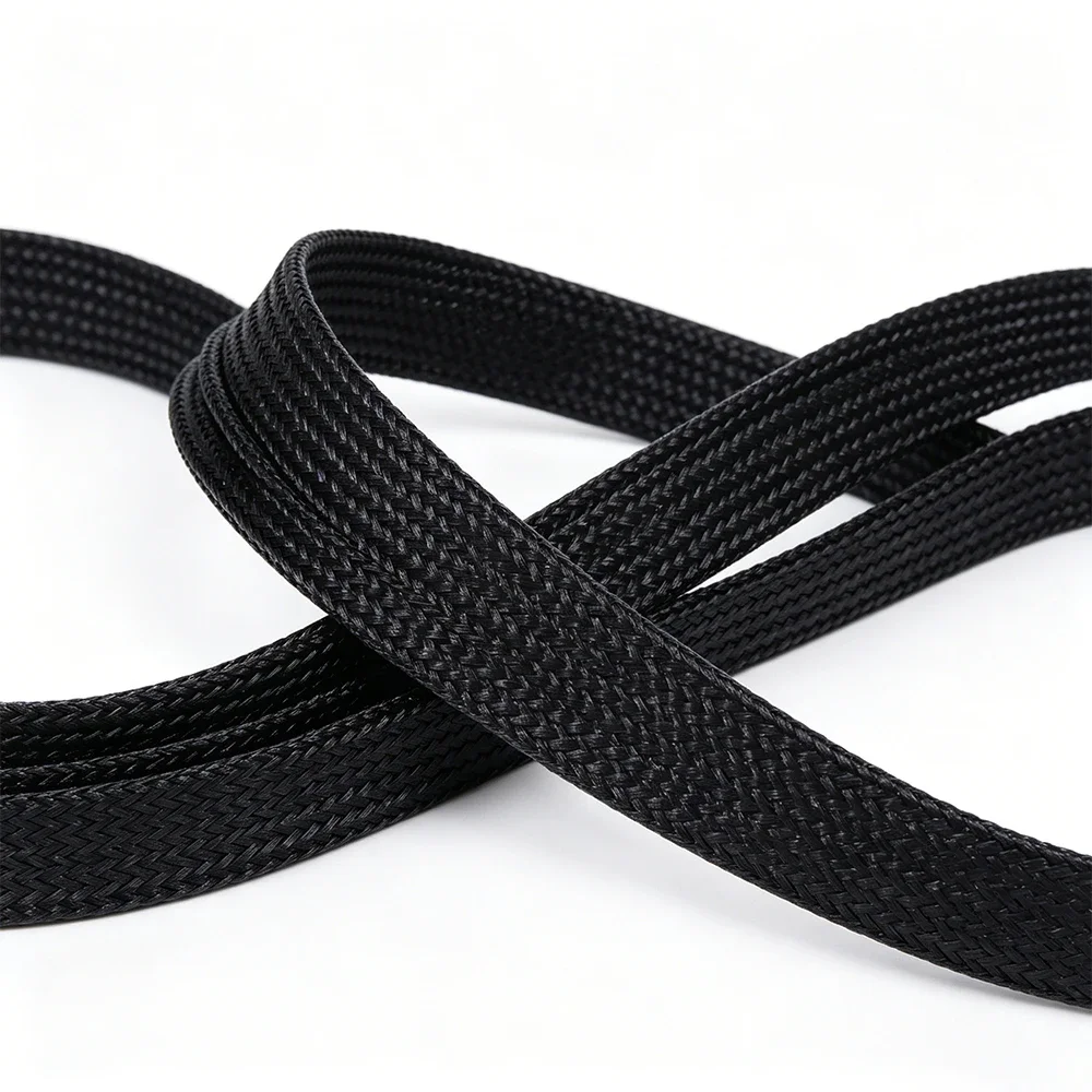 Expandable Black PET Braided Cable Sleeve 2~100mm Wear Resistance Wire Wrap Tube Pets Chewing For Office Environments and  Home