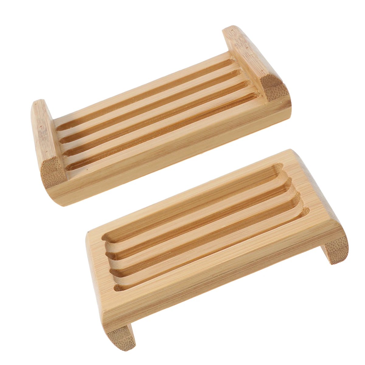 

2pcs Wooden Box Simple Natural Design Drain Holder Drying Tray Bathroom Kitchen Use Soap Drainer Wood Soap Dish