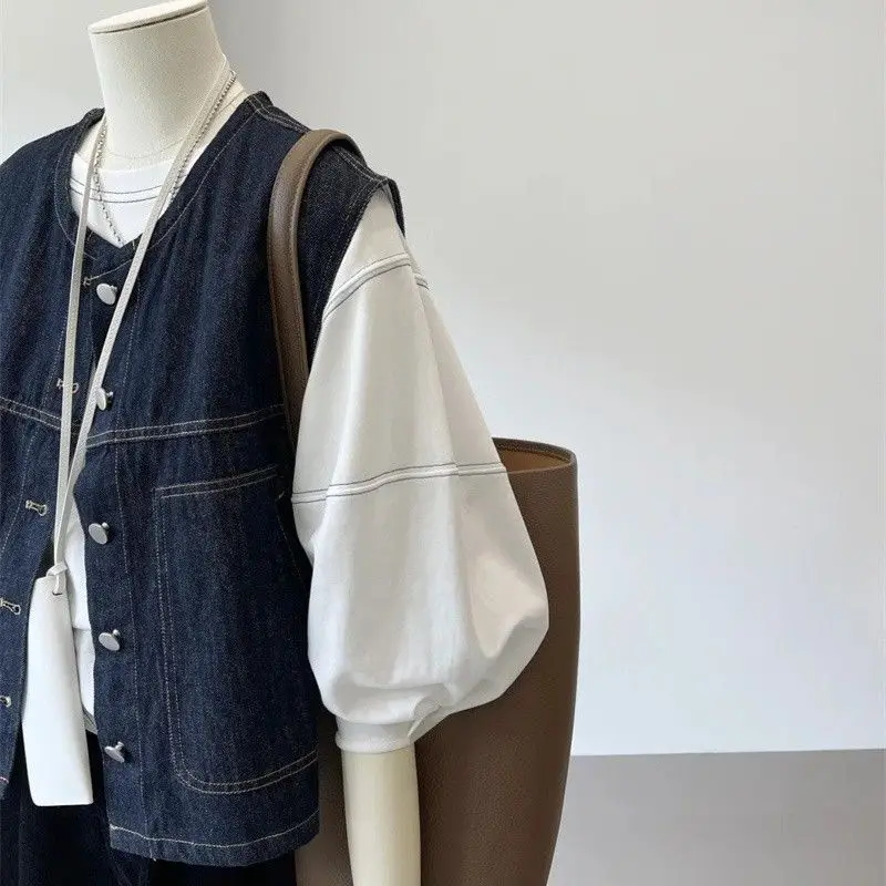 

Vests Waistcoats Thin Womens For Woman Winter Autumn Multi-Functional Maillard Split Spliced Multi-Pockets Touring Techwear Sexy