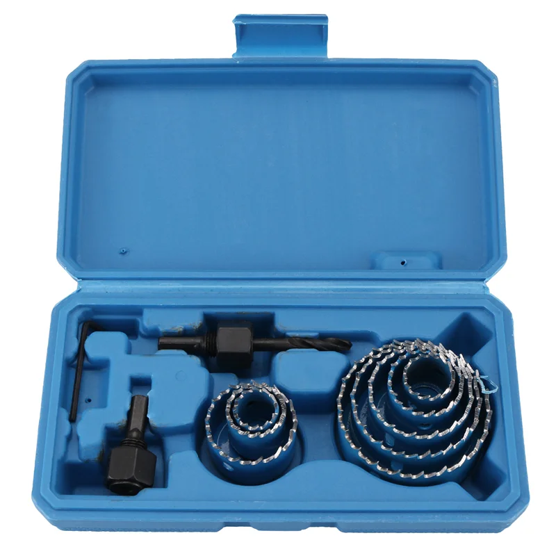 

Практичный-11 шт./компл. набор для резки кольцевой пилы 19-64 мм, сплавы по дереву, металлу, круглые, с футляром, деревообрабатывающий открывалка для отверстий