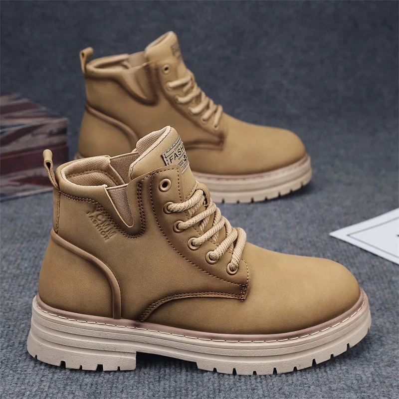 

Men's casual fashion four season high top boots casual boots comfortable anti slip versatile wear-resistant commuting work boots