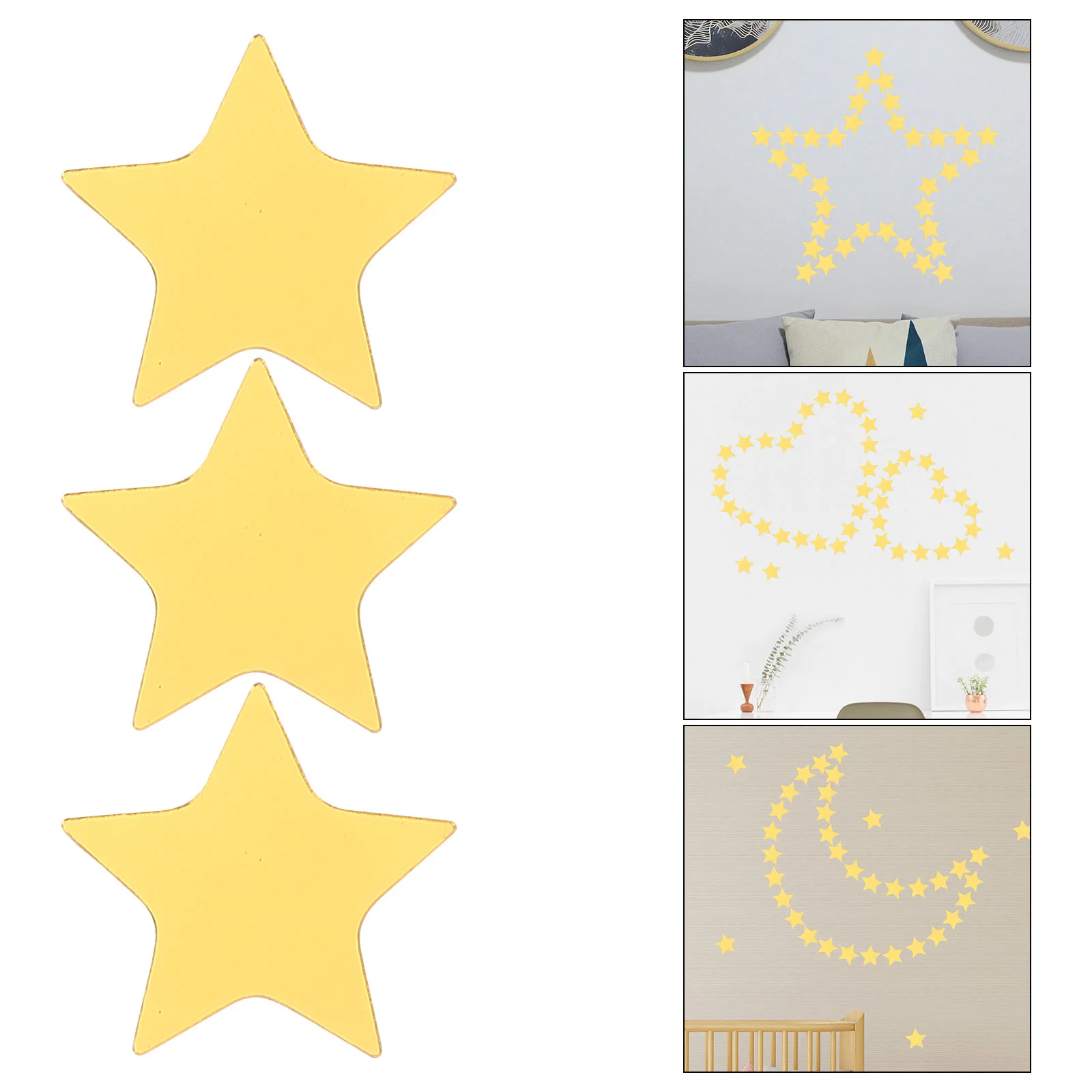 100 Pcs Stickers Star Wall Acrylic Mirror For Bedroom Non Breakable Household Mirrors Self-adhesive