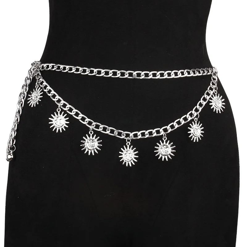 

Богемная солнцезащитная поясная цепочка для женщин, многослойная винтажная двухслойная цепочка, пояс из сплава в стиле хип-хоп для женщин