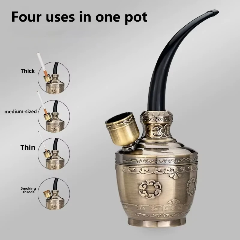 Creative Bronze Hookah Pipe Hookah Pipe Holder Portable Hookah Filter Smoke Metal Pipe Healthy Water Circulation Filter Tar Gift