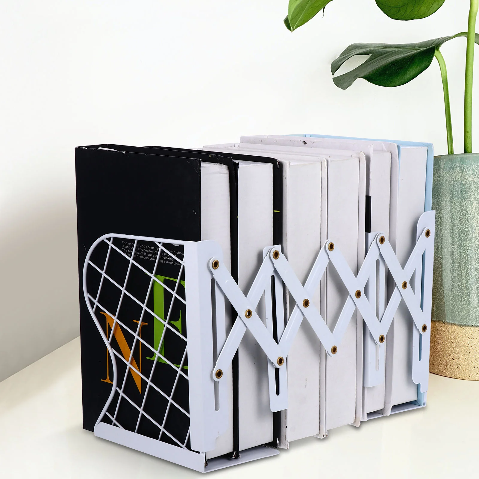 

1Pcs Iron Folding Book Storage Rack Strong Toughness Foldable Book Organizer for Home Study Office Desktop Iron Bookshelf