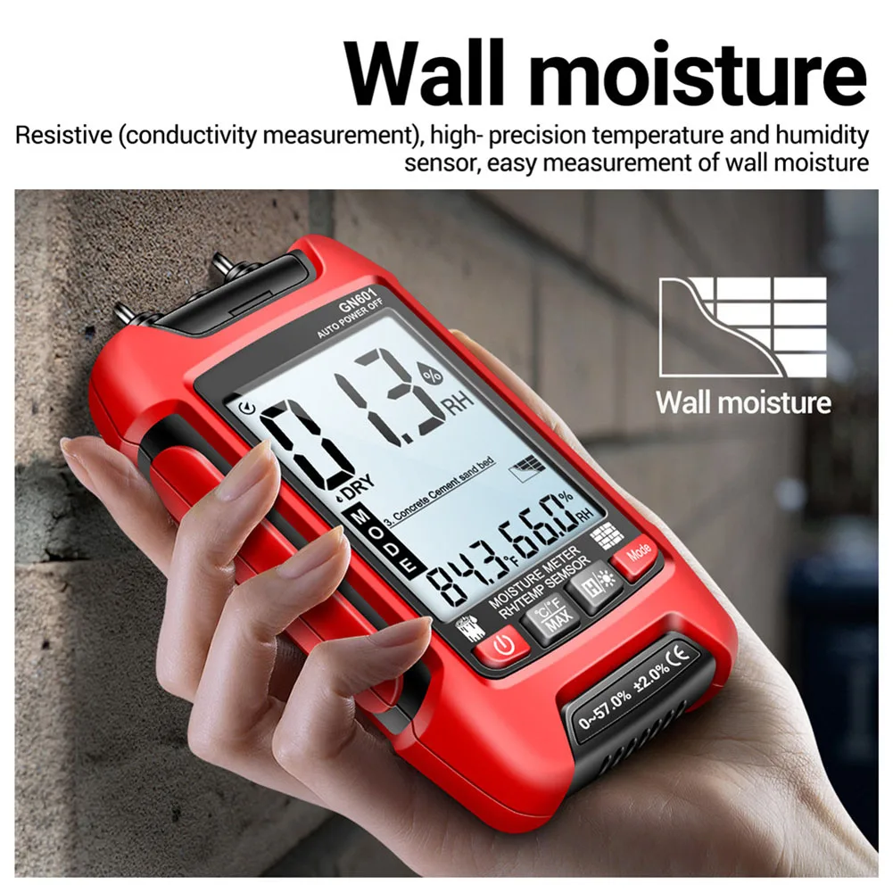 

Moisture Meter for Wood Cardboard with Digital Display and Temperature Humidity Sensor Suitable for Professional and Home Use