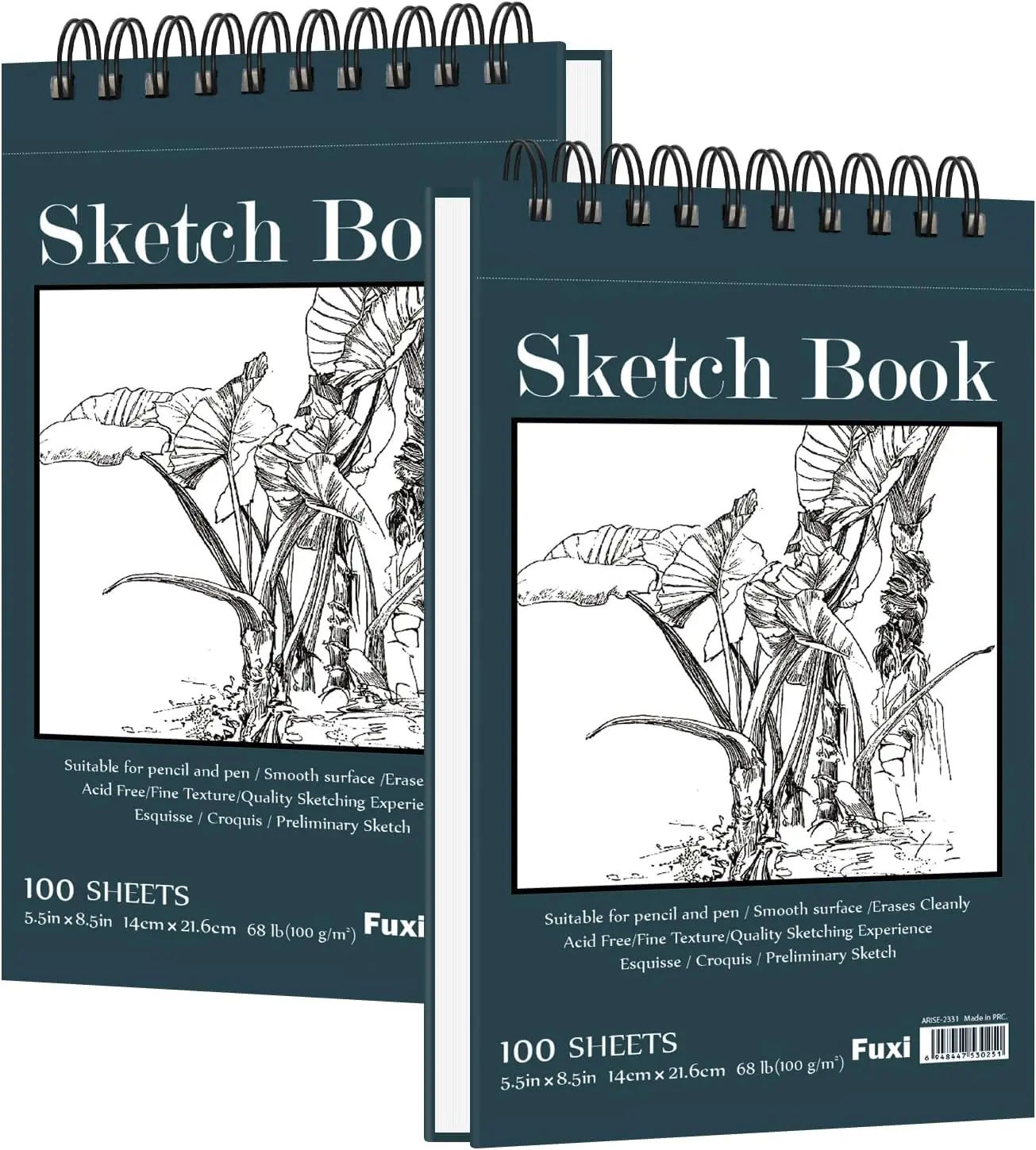

Top Spiral Sketchbook 2-Pack, 5.5x8.5 Inch, 100 Sheets Each, 100gsm Paper for Drawing