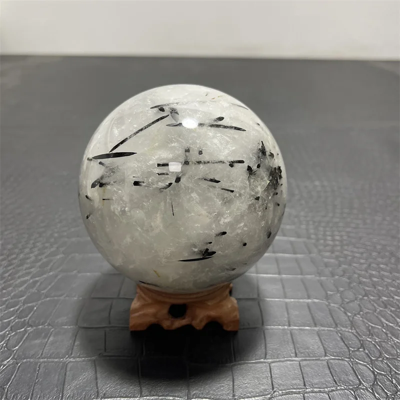 9.6cm Natural Black Tourmaline Ball Quartz Crystal Energy Gem Ball Home Office Decoration Gift Mineral Degaussing Ornaments