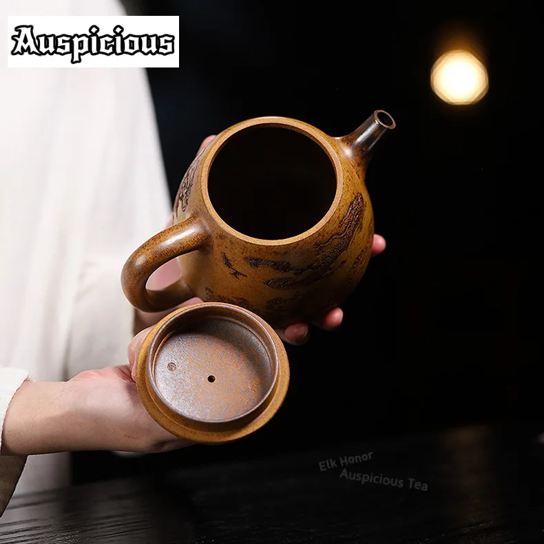 800ml Boutique Yixing Purple Clay Teapots Handmade High Stone Scoop Pot Raw Ore Section Mud Kettle Zisha Tea Set Drinkware Gifts