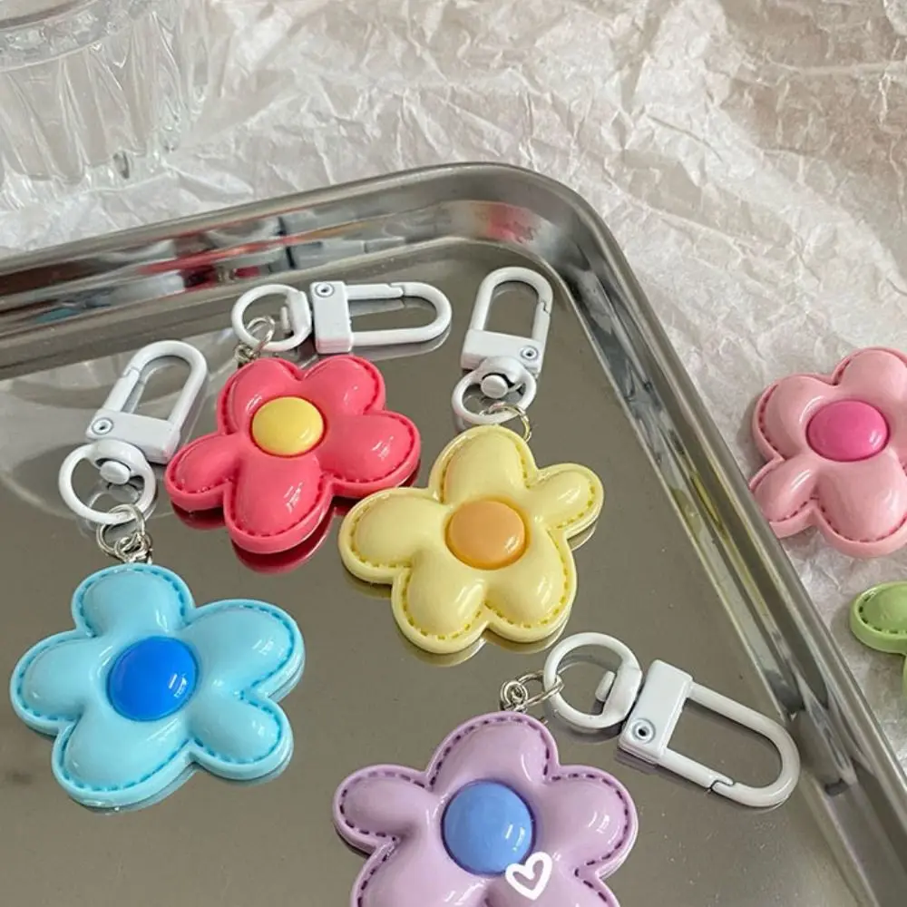 Fashion Korean Style Flower Keychain Cute Mini Resin Floral Keyring Colorful Kawaii Bloom Pendant Girls