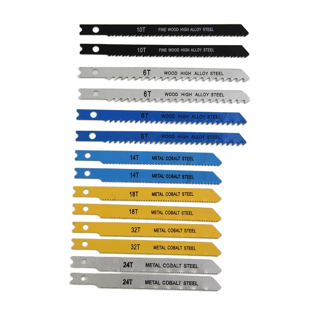 Cutter Jigsaw Metal Plastic Alloy Wood Assorted Black Blades Cobalt For BOSCH 14Pcs T-Type Tools Parts Replacement