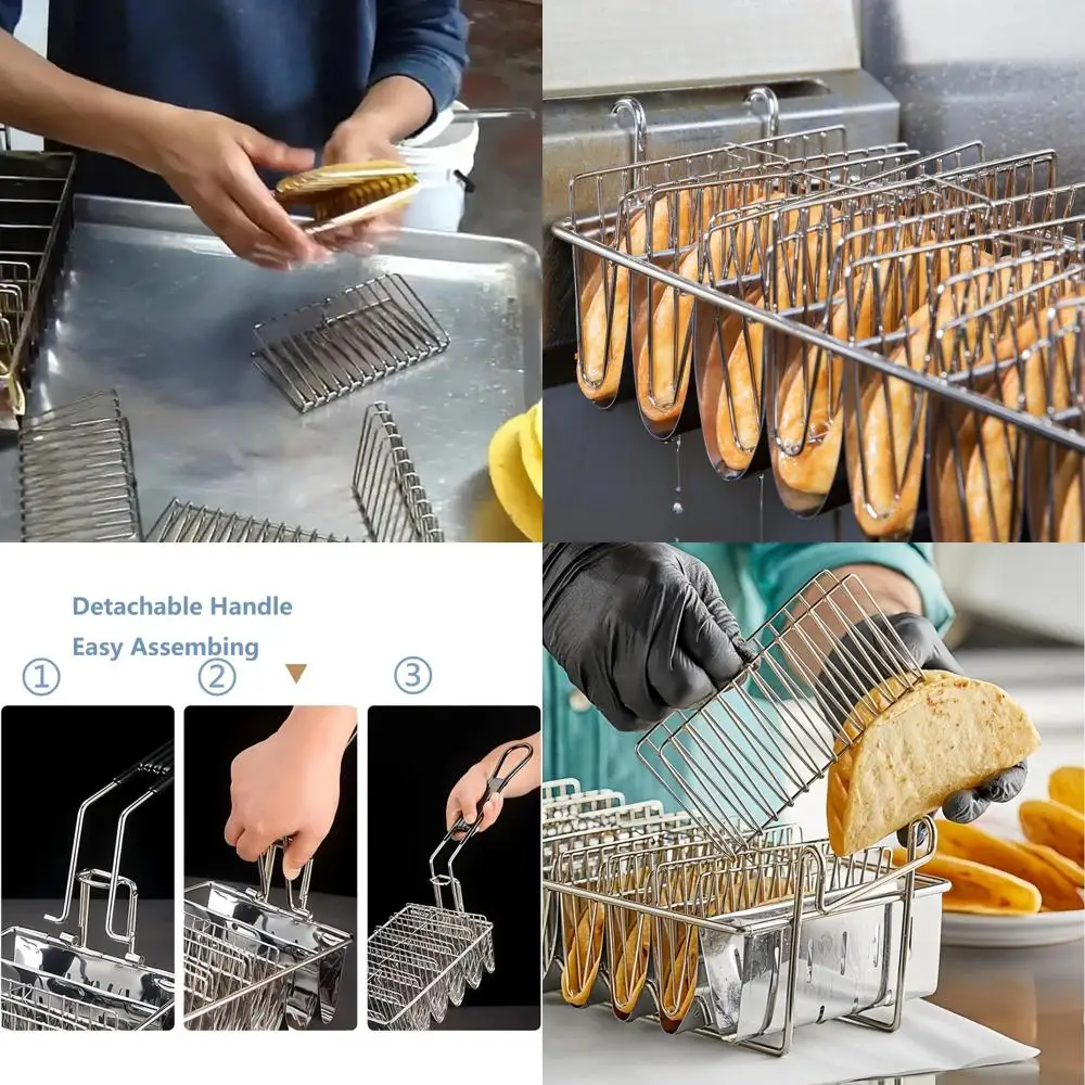 

8-Shell Taco Frying Basket with Removable Handle for Deep Fryers
