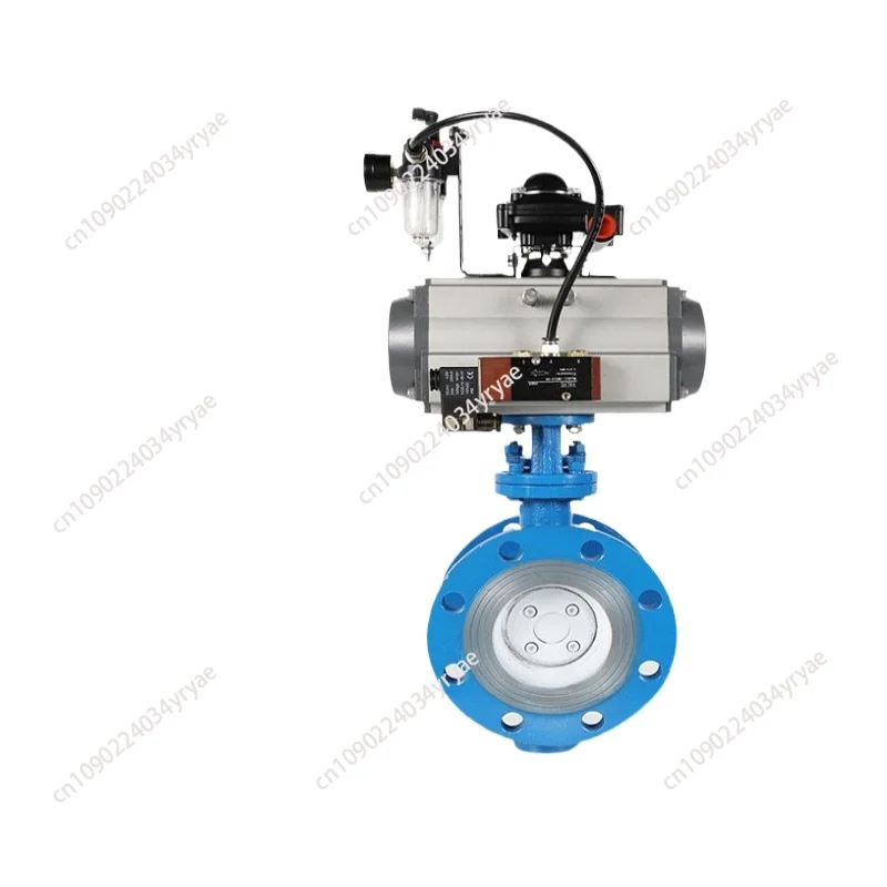 Cast steel pneumatic butterfly  D643H-16C national standard hard seal AT double acting flange three eccentric butterfly valve