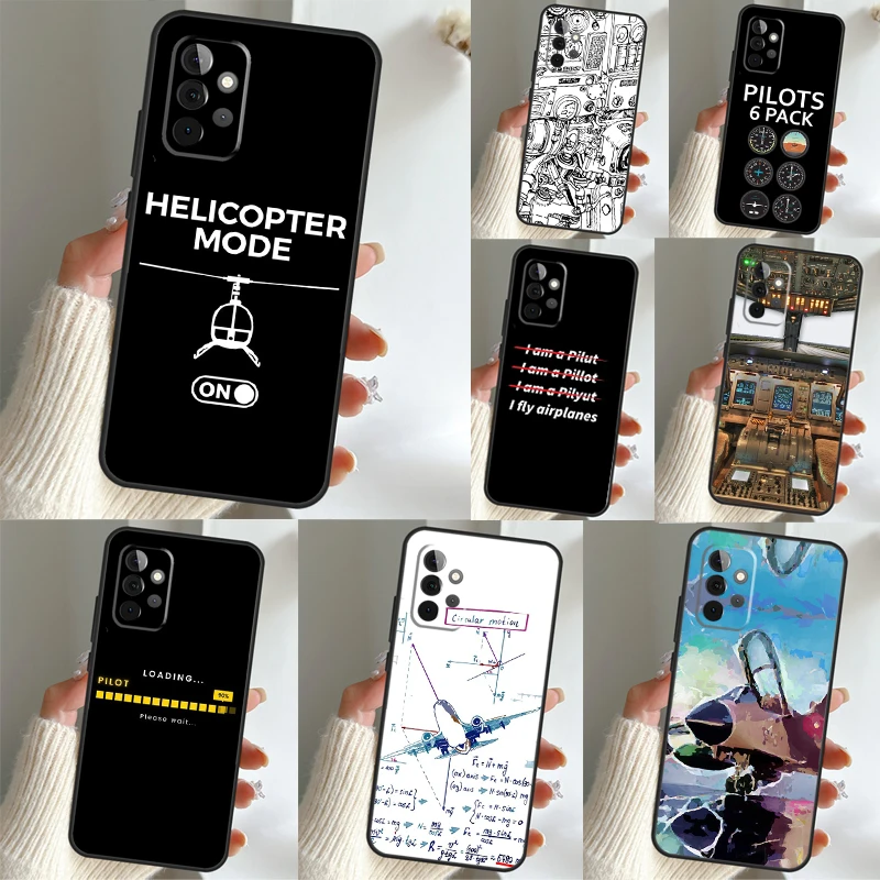 Aircraft Helicopter Airplane Pilot Fly Case For Samsung Galaxy A32 A33 A52 A54 A53 A34 A12 A13 A51 A71 A21S A52S A31 Back Cover