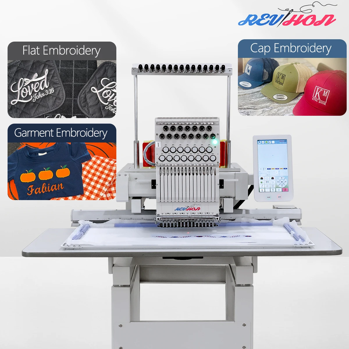 Revhon High Speed Single Head  Embroidery Machine Large Working Area 800*500mm Support Photo Embroidery Factory Directly Sale