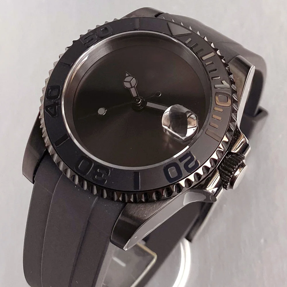 super sterile black Dial 40mm black PVD case men Diving Watch Sapphire Glass NH35 movement 200m Waterproof rubber band