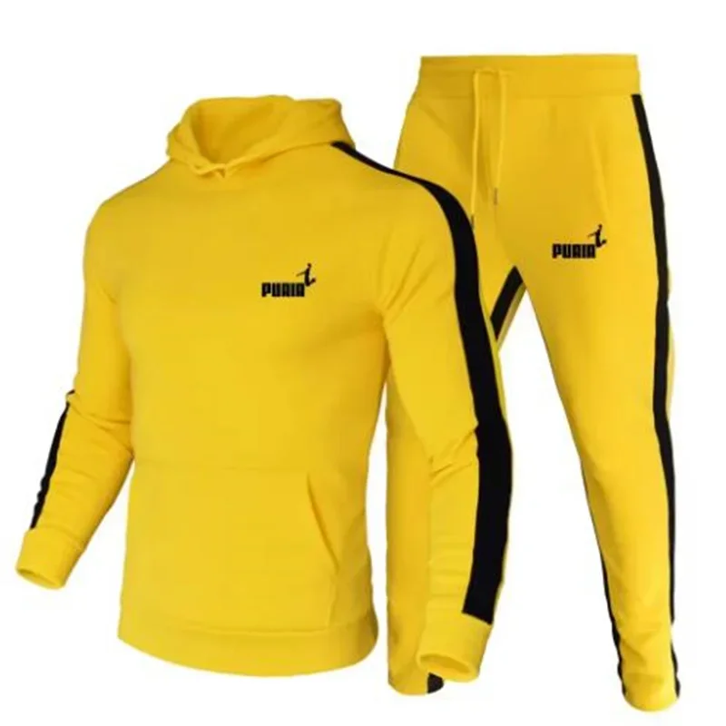 طقم ملابس رياضية رجالية لخريف 2025. طقم ملابس رياضية خارجية مكون من قطعتين للرجال. قميص رياضي بغطاء للرأس للرجال. أسلوب عصري #5