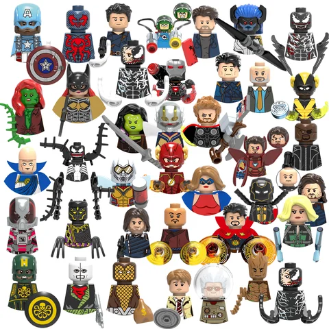 Blind Box Mini Building Blocks X0218 Figures Big Goblin Spiderman Iron Man Venom Captain Hawk Deadpool Armor Christmas Gifts Toy