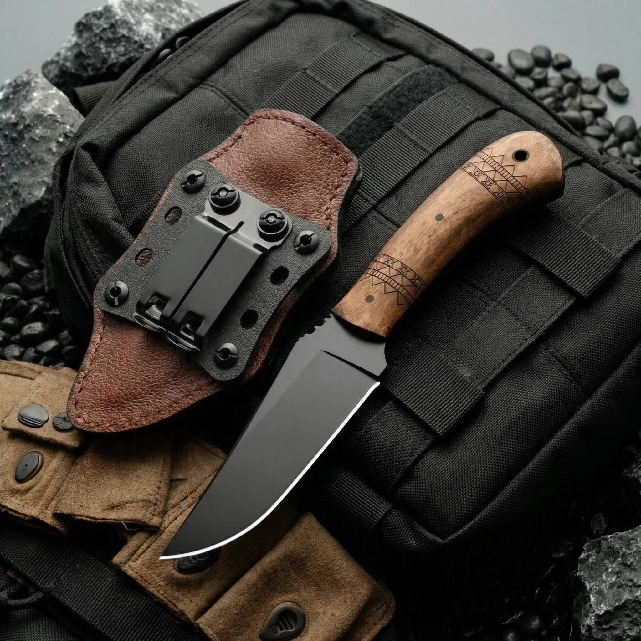 

Высококачественный стальной нож с фиксированным лезвием, походный нож для кемпинга с высокой твердостью из нержавеющей стали, цельным стальным клинком и чехлом, портативный для экстренных ситуаций.