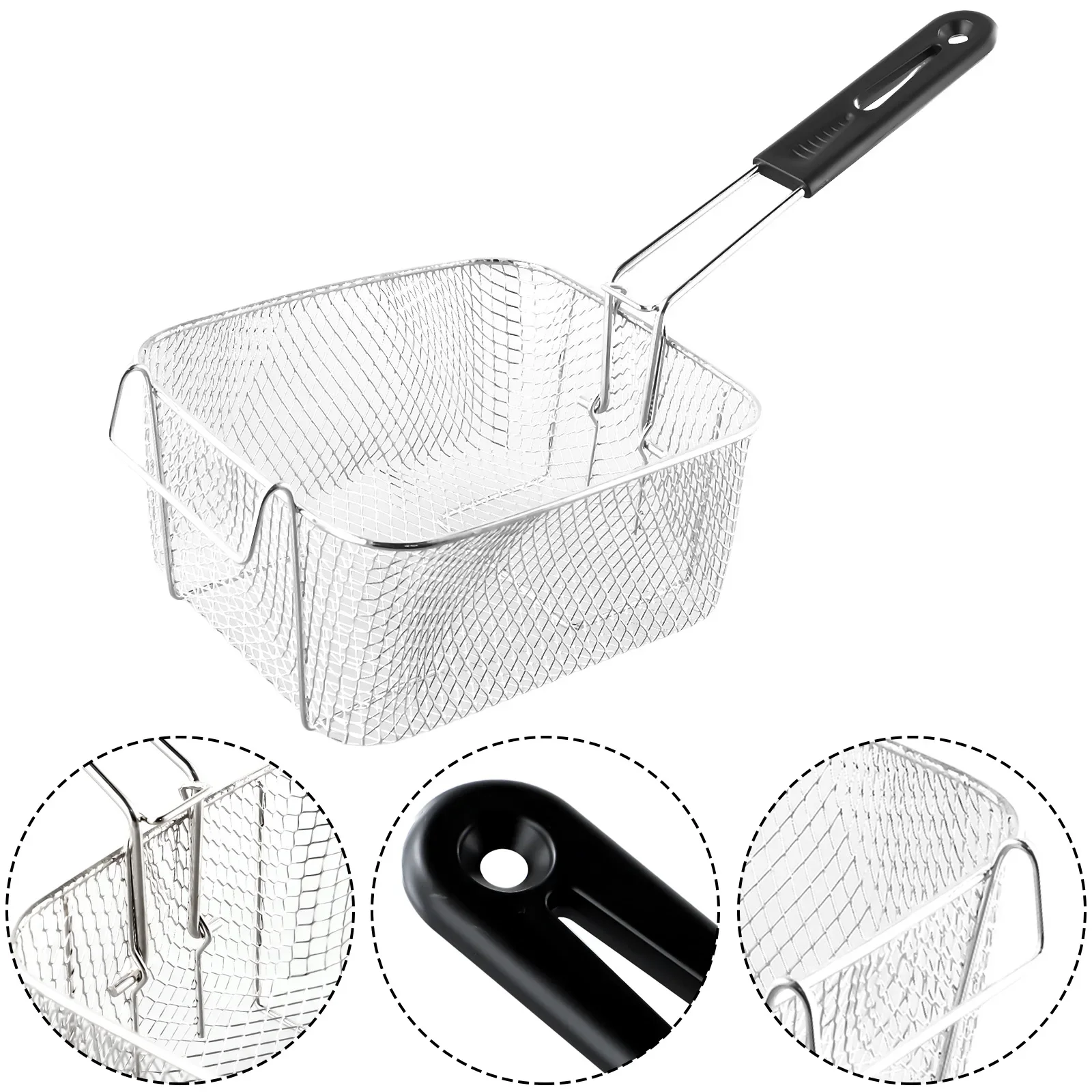 Mini French Fries Basket Portable Stainless Steel Chips Frying Basket Strainer Fryer Kitchen Cooking SChef SBasket Colander Tool